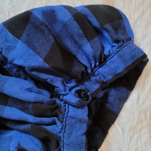 Old Navy blue and black plaid long sleeve blouse size XL - Picture 3 of 6